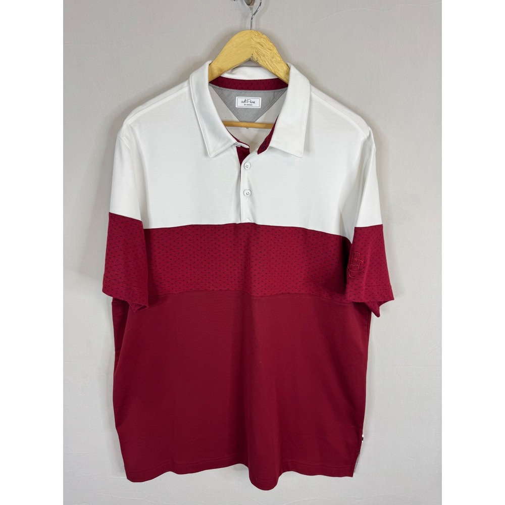 Adidas AdiPure Mens Golf Polo Shirt XL White Burgundy Colorblock CY7418